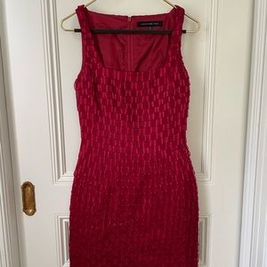 Carmen Marc Valvo red ribbon cocktail dress